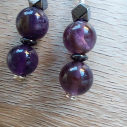 Ametüst ja Hematiit Kõrvarõngad