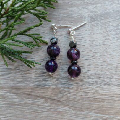 Ametüst ja Hematiit Kõrvarõngad